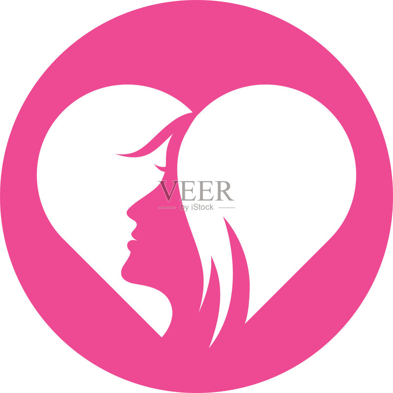 女性面部轮廓剪影图标素材