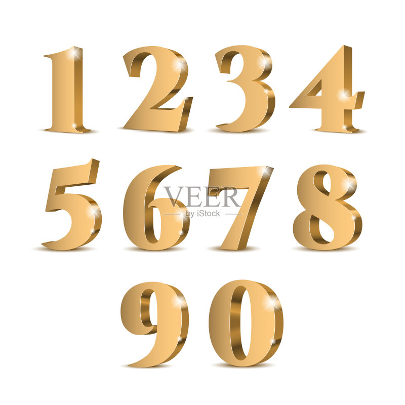 金色3D数字图标素材