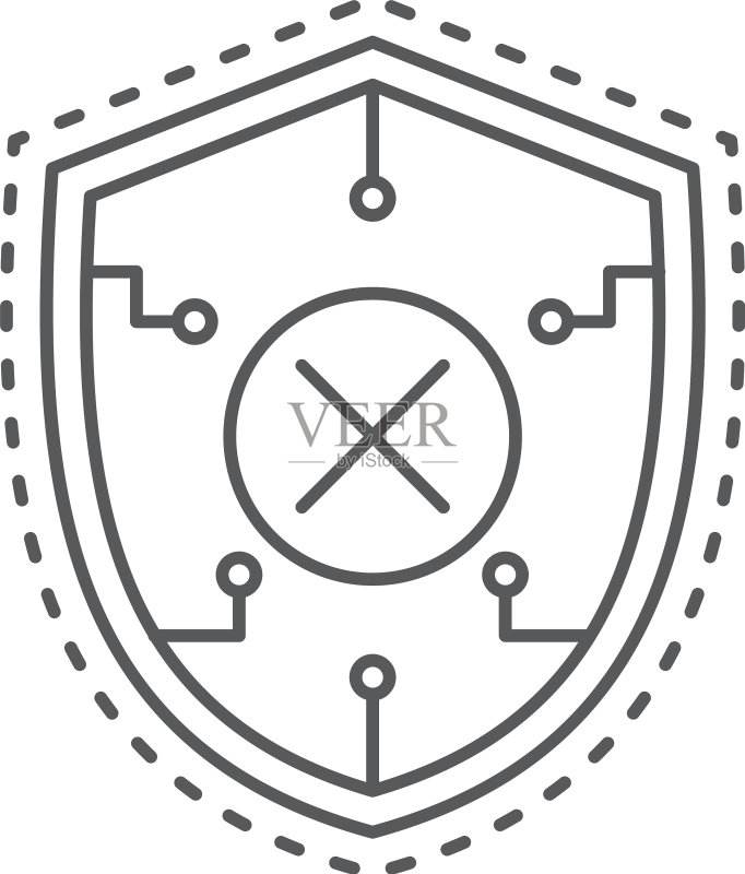 隔离在白色上的阻止安全盾牌图标图标素材