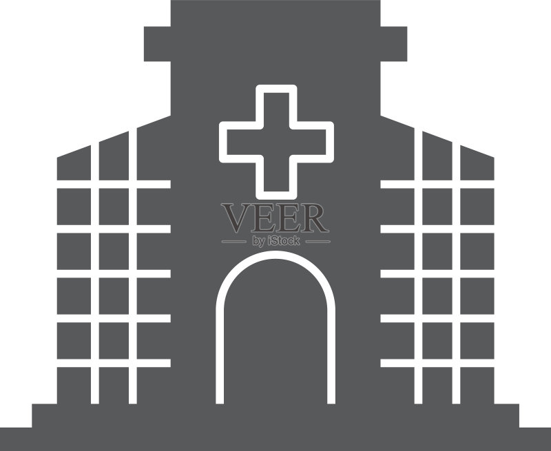 白色背景上的医院建筑图标图标素材