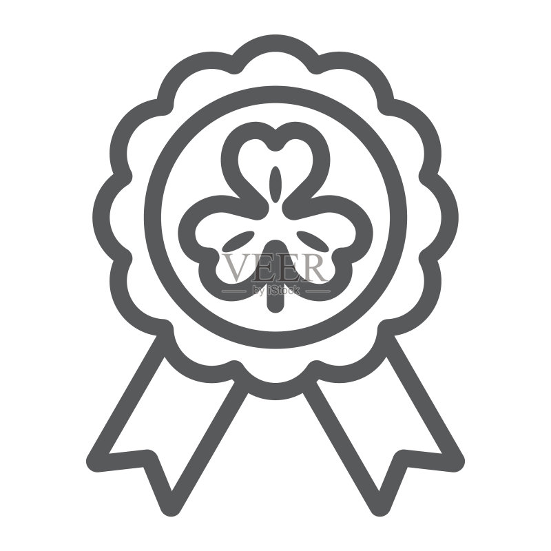 三叶草圣帕特里克节奖章线条图标图标素材