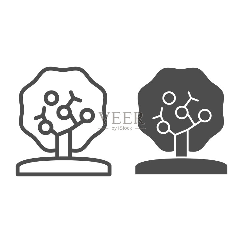 苹果树轮廓矢量图标图标素材