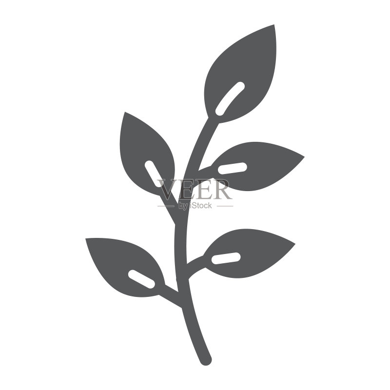 树枝标志图标：复活节和夏季植物图标素材