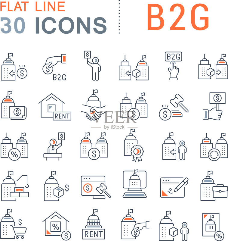 B2G线性图标集图标素材