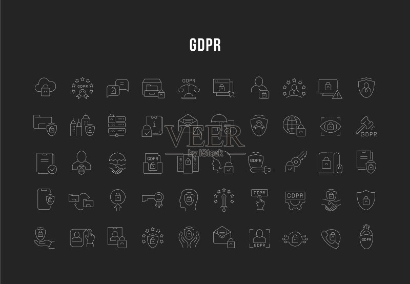 GDPR图标线条图标素材