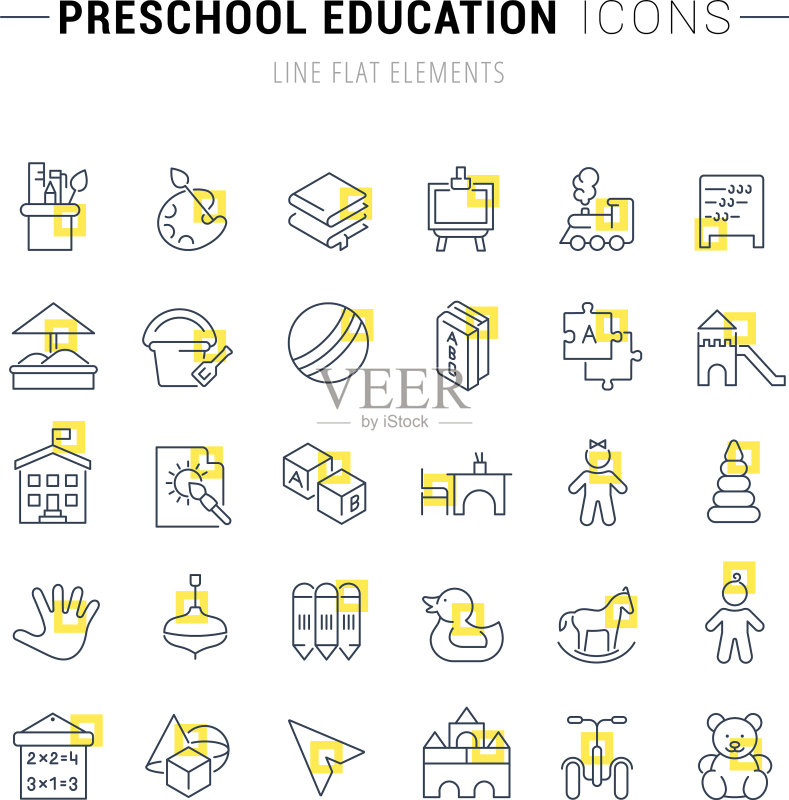 学前教育系列线性图标图标素材