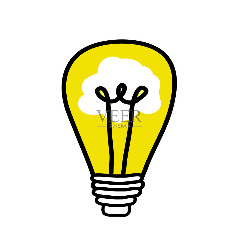 涂鸦灯泡图标设计矢量素材，EPS10格式图标素材
