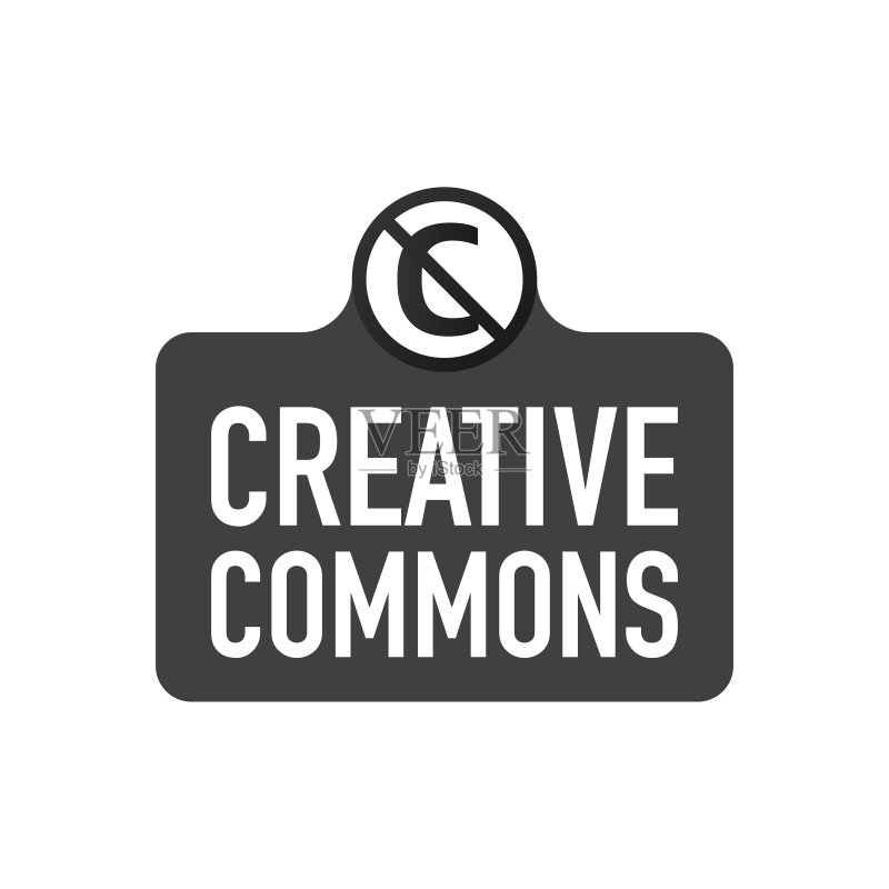 带有圆形CC图标的知识共享版权管理标志矢量库存插图图标素材