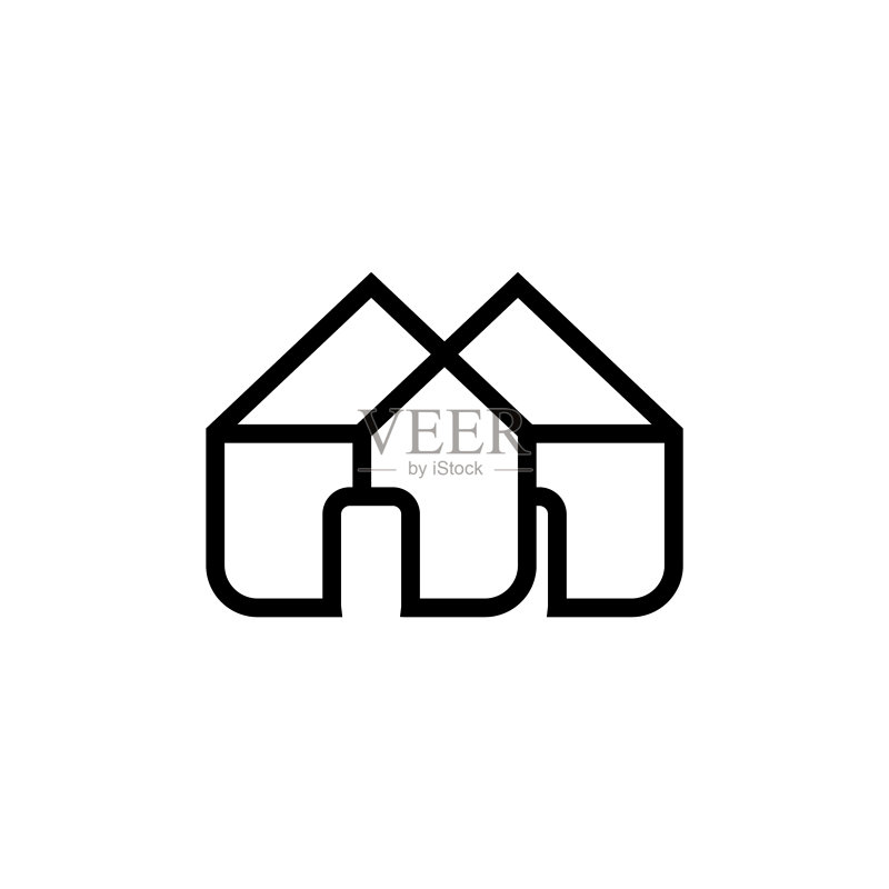 房屋建造重叠线条设计图标素材