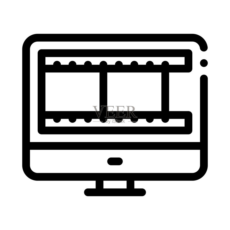 电脑图标矢量轮廓插图中的临时录像带图标素材
