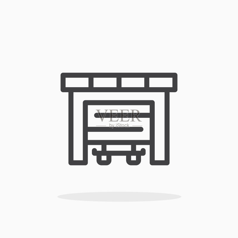 线条风格的车库图标图标素材