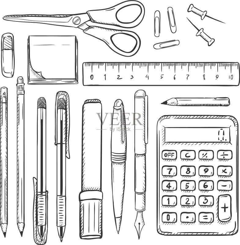 素描文具用品素材合集图标素材