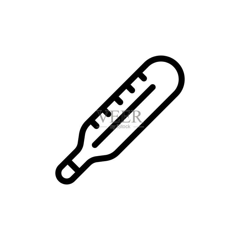 医用温度计线性扁平矢量图标图标素材