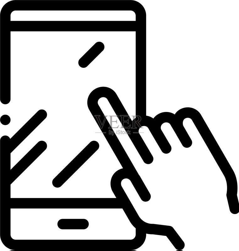 手势触摸手机图标轮廓图标素材