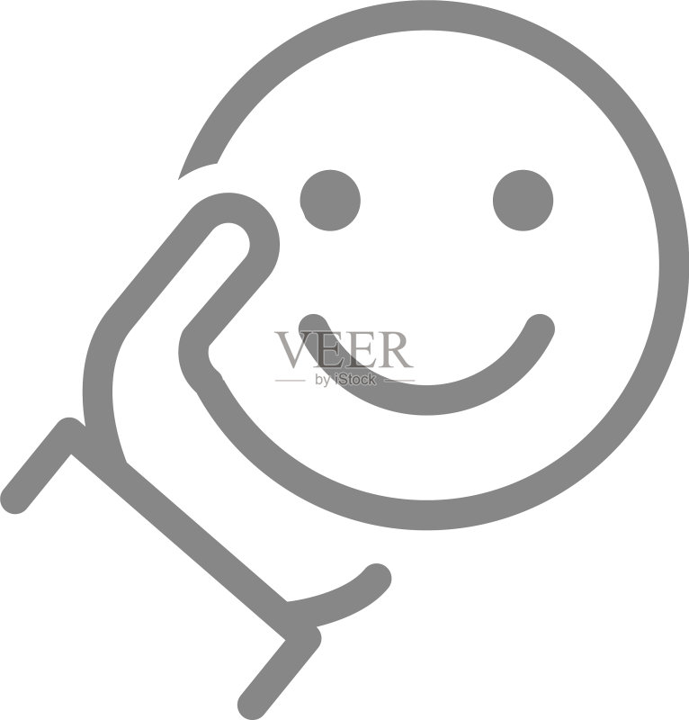 人手持开心表情线性图标图标素材