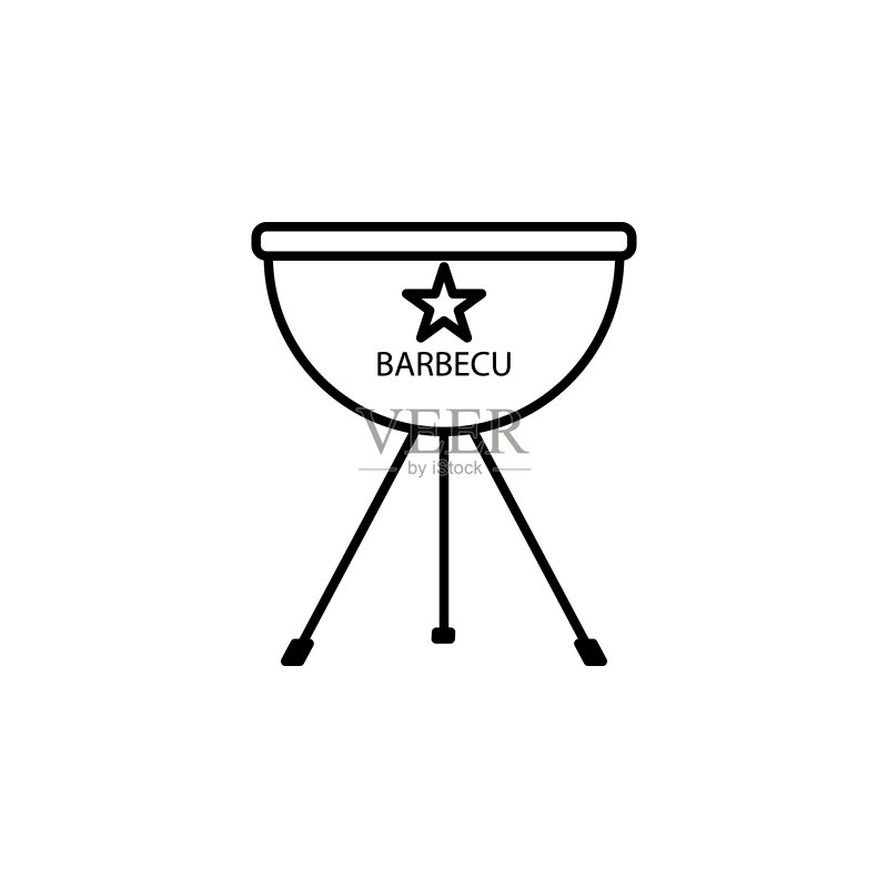 烧烤BBQ线条图标（适用于网页、Logo、移动App、UI、UX）图标素材