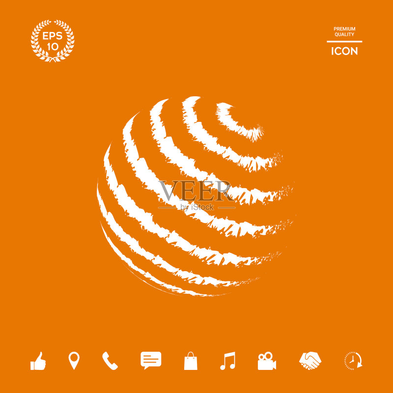 地球logo设计 - 纹理条纹图案图标素材