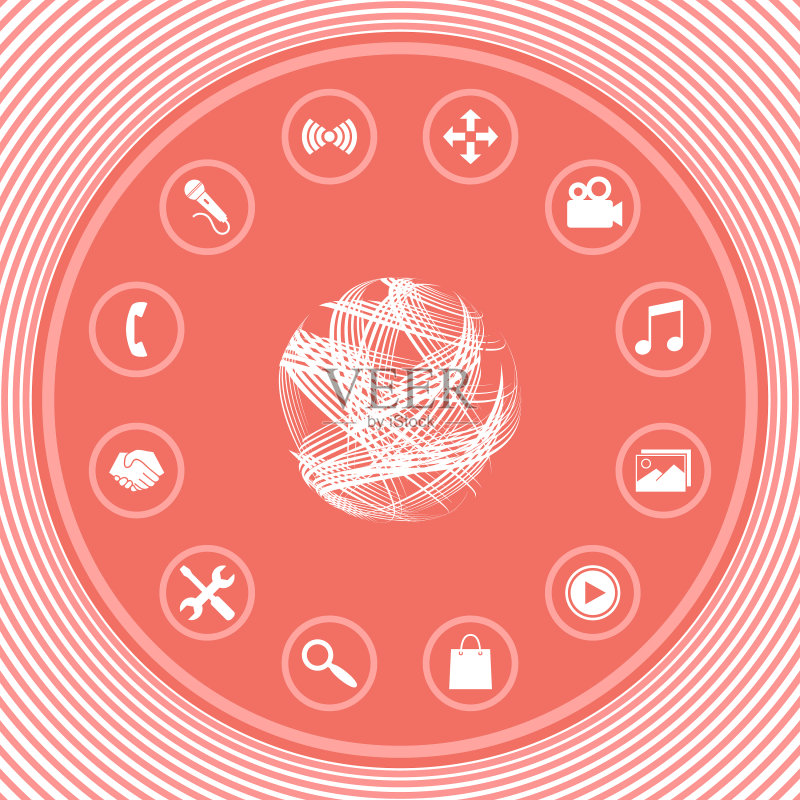 具有多向条纹的地球Logo设计图标素材