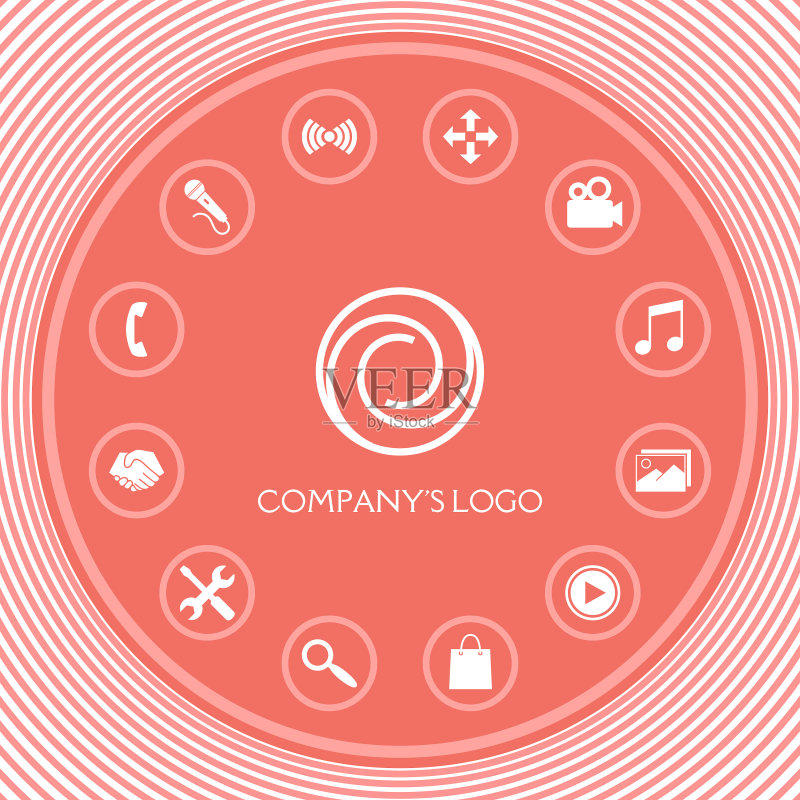 含两枚螺旋的圆形logo，似花蕾图标素材