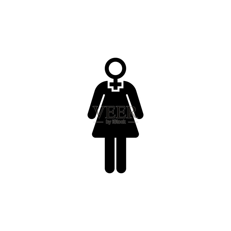 头部带有性别符号的女性剪影图标素材