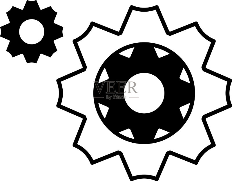 白色背景上的齿轮工具图标素材