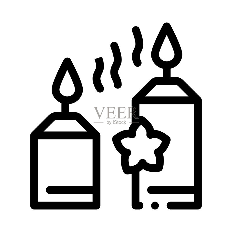 燃烧的香薰蜡烛图标矢量轮廓插图图标素材
