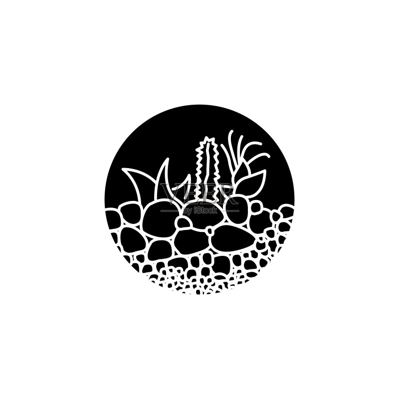 石头和植物生态箱图标图标素材
