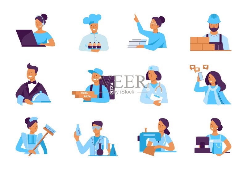 不同行业的从业者矢量图合集图标素材