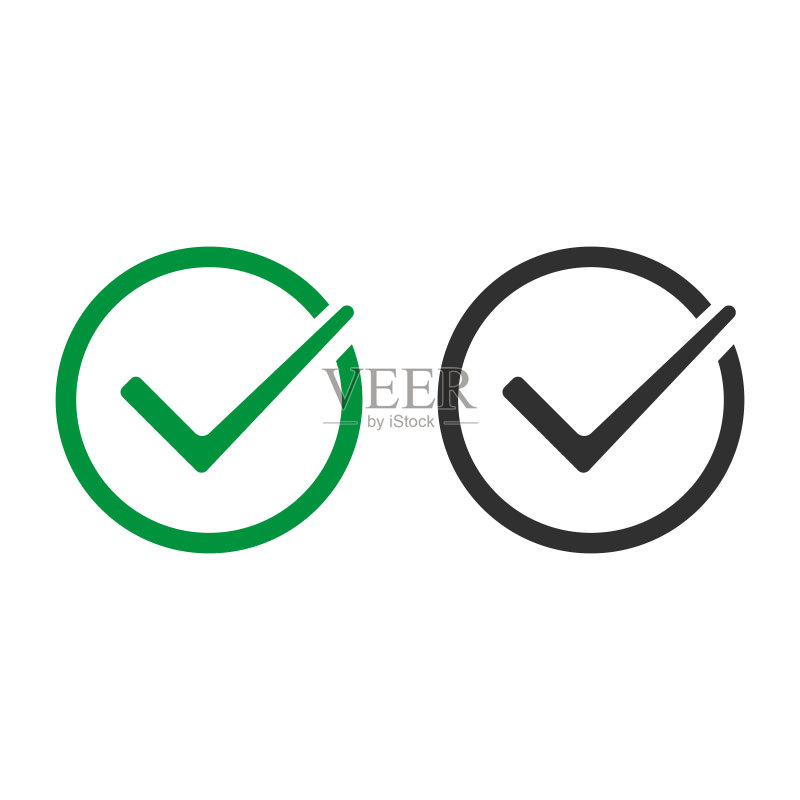 白色背景上的一组复选标记图标矢量图图标素材