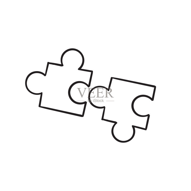 手绘涂鸦拼图线性图标矢量素材图标素材