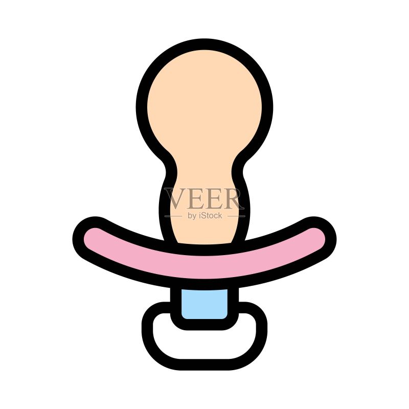 婴儿奶嘴矢量图，笔触可编辑图标素材