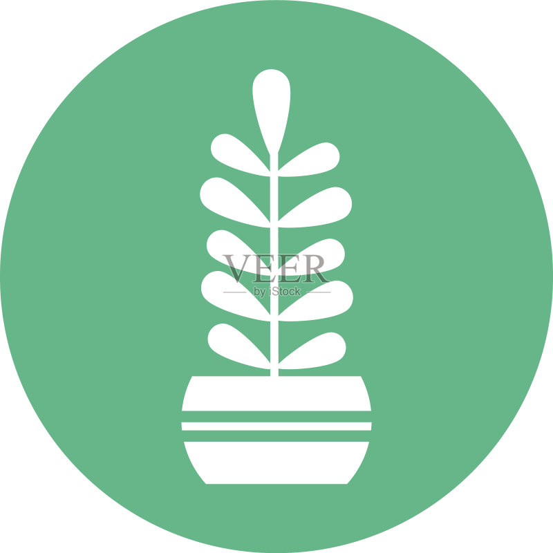 盆栽植物方块扁平风格图标图标素材