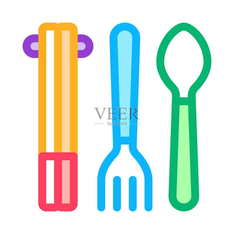 食物餐具图标矢量轮廓插图图标素材