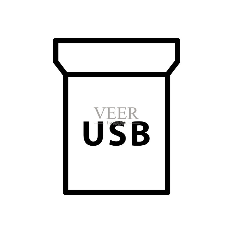 带文本图标线性logo的可移动USB适配器图标素材