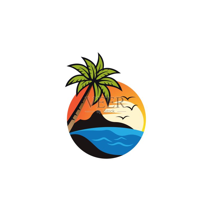 日落海滩logo矢量图标图标素材