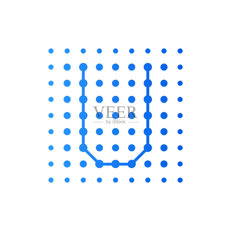 U字母logo点方块图标素材