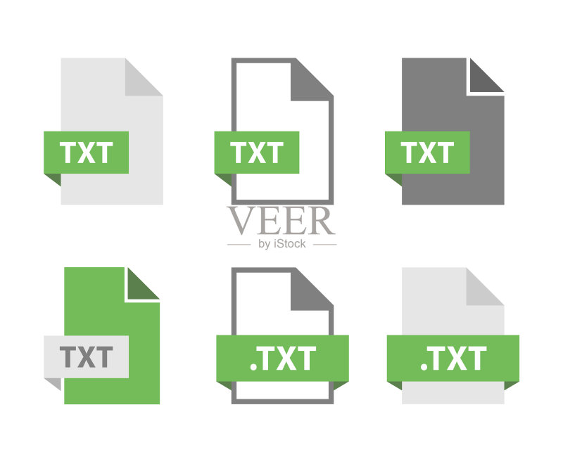 TXT文件文档图标集，TXT文件格式标志图标素材