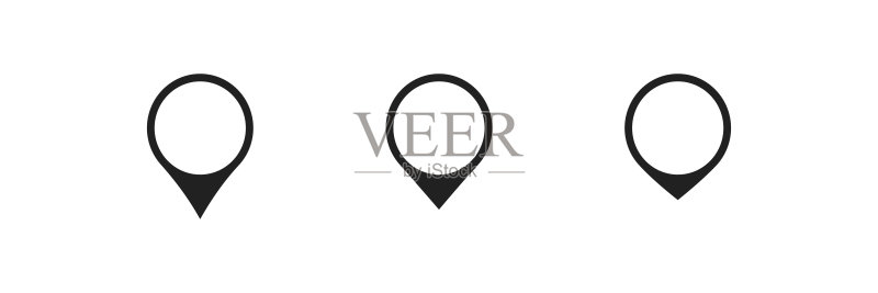 地图指针简易图标，矢量扁平风格的GPS标记概念图标素材