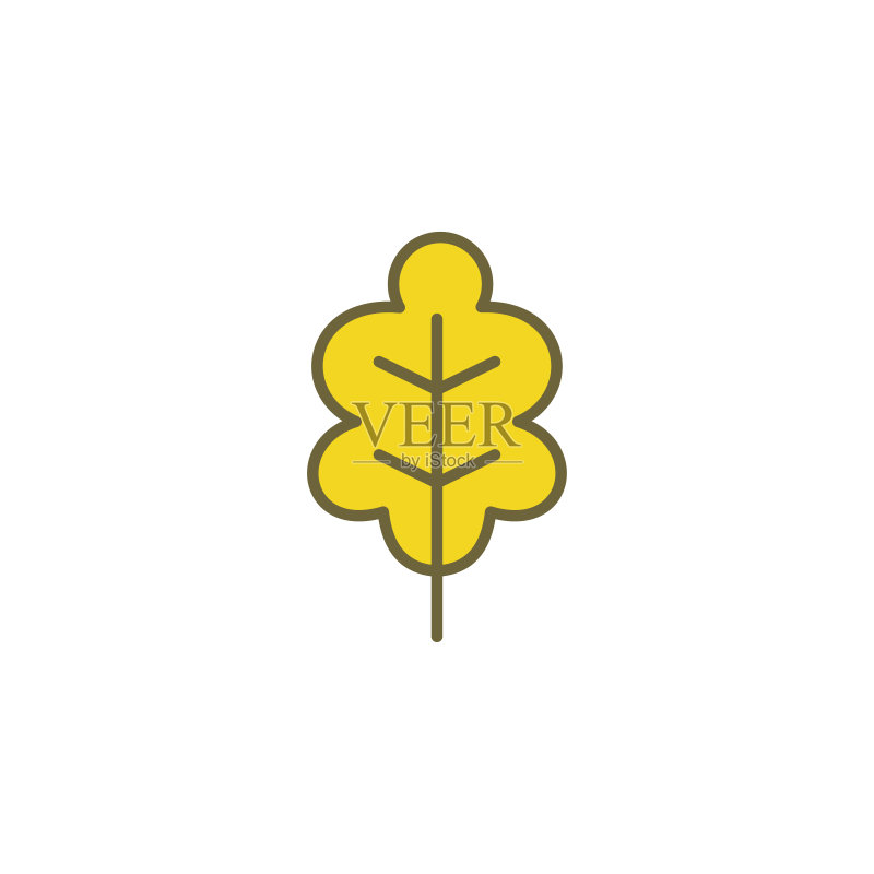 白色背景上的树叶矢量图标图标素材