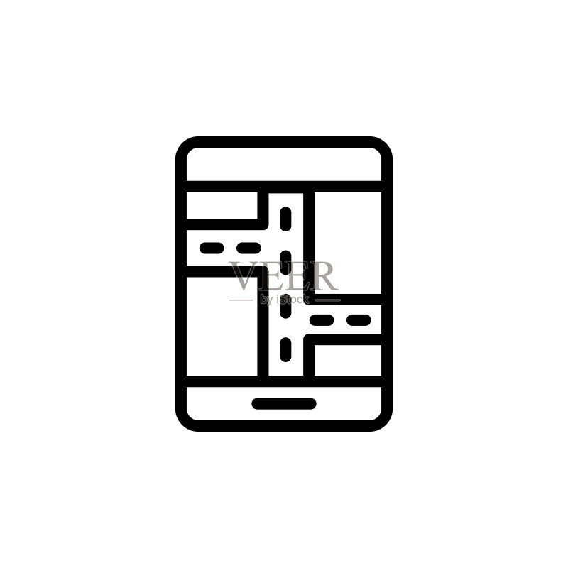 GPS智能手机图标 简约UI/UX出租车服务图标素材