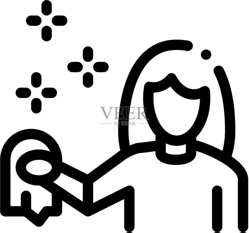 女人清洁图标轮廓图标素材