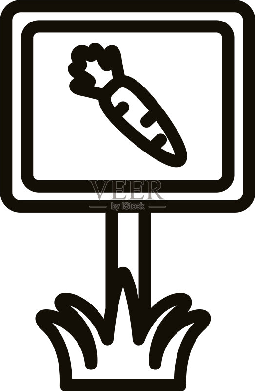 Banner线条风格的新鲜胡萝卜图标素材