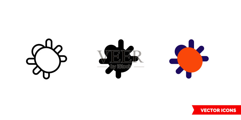 三种类型的错误Bug图标。孤立的矢量符号图标素材