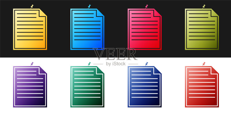 图钉便签纸黑白背景矢量素材图标素材