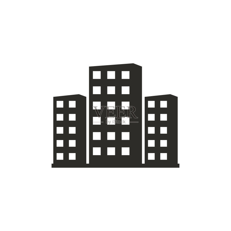 办公楼图标矢量图。公寓标志图标。建筑商业概念。酒店、医院图标矢量图，隔离在白色背景上图标素材