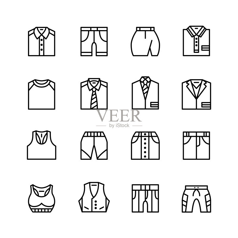 服装线条艺术可编辑笔触图标合集图标素材