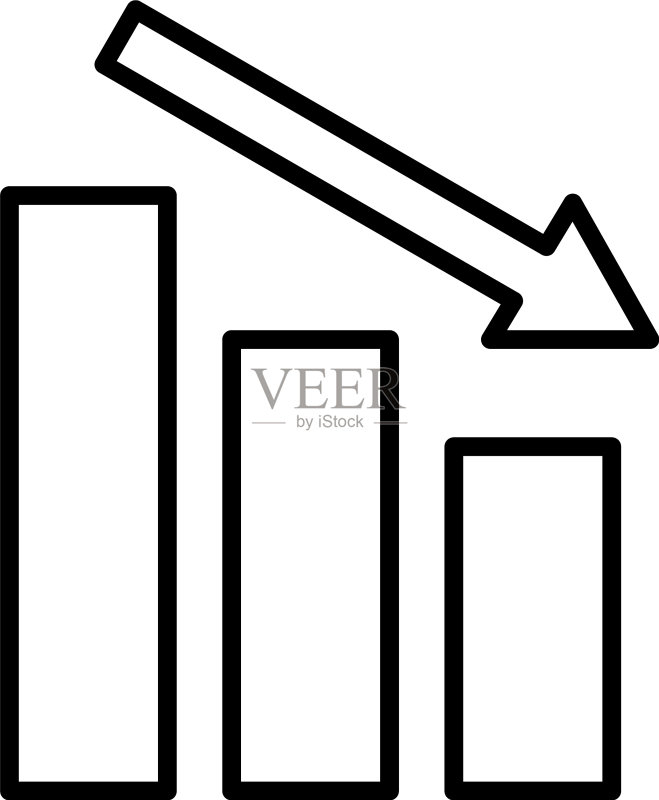 箭头下降线条风格统计图标图标素材
