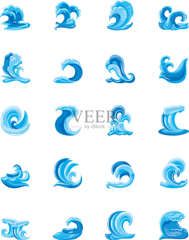 海浪波浪图标素材