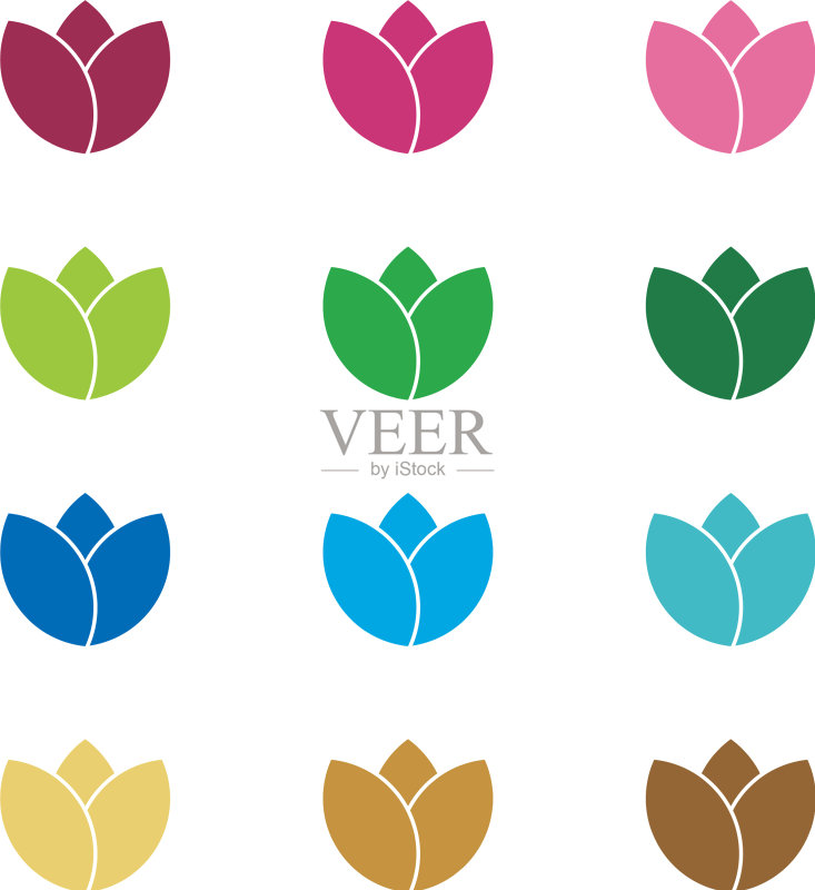 彩色郁金香花卉Logo模板设计图标素材
