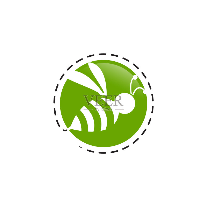 创意蜜蜂黄蜂圆形剪影LOGO设计图标素材